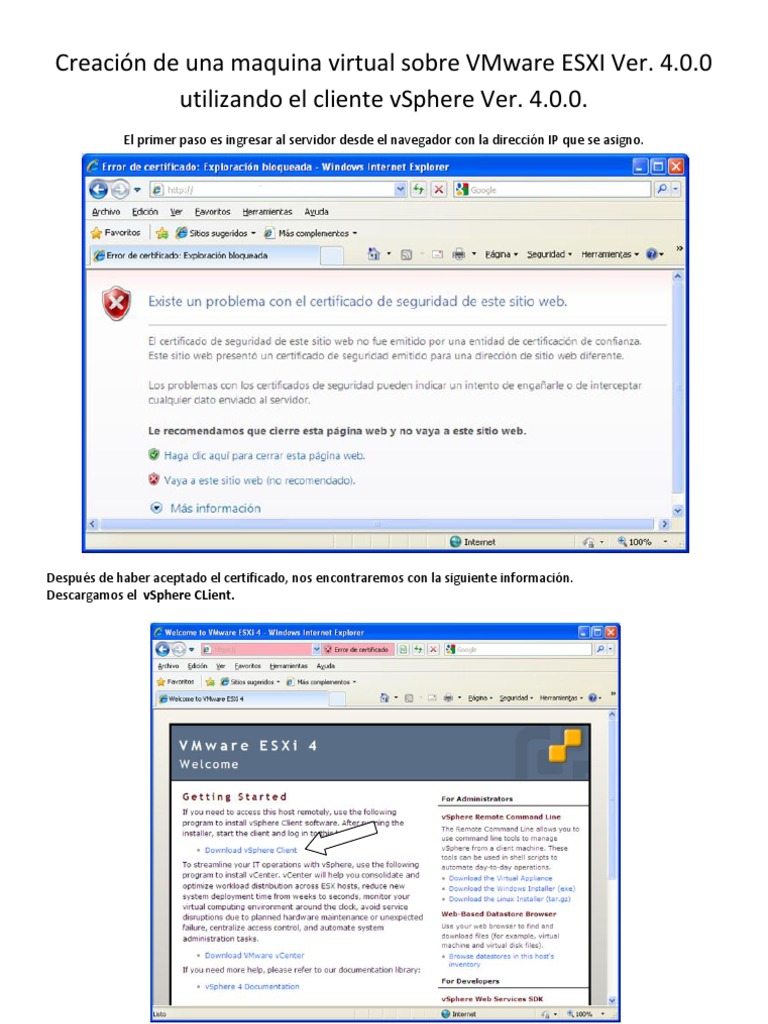 Crear Máquina Virtual en VMware ESXi 4.0 | PDF | V Mware | Redes de ...