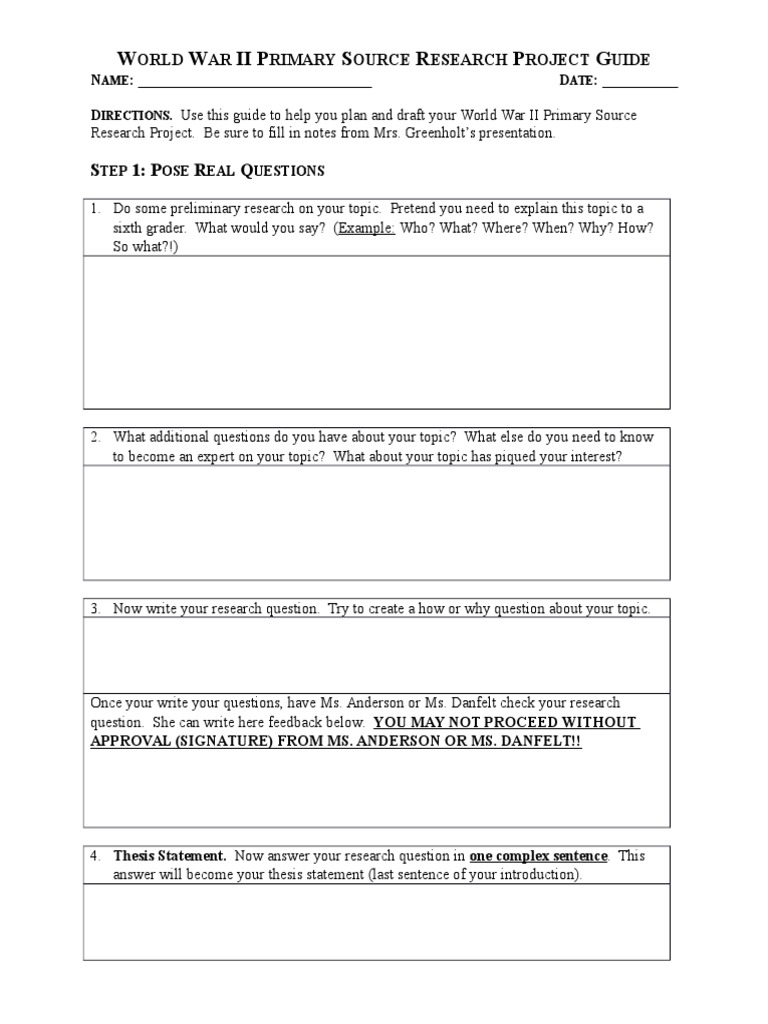 WWII Primary Source Research Guide | PDF | Primary Sources | Thesis