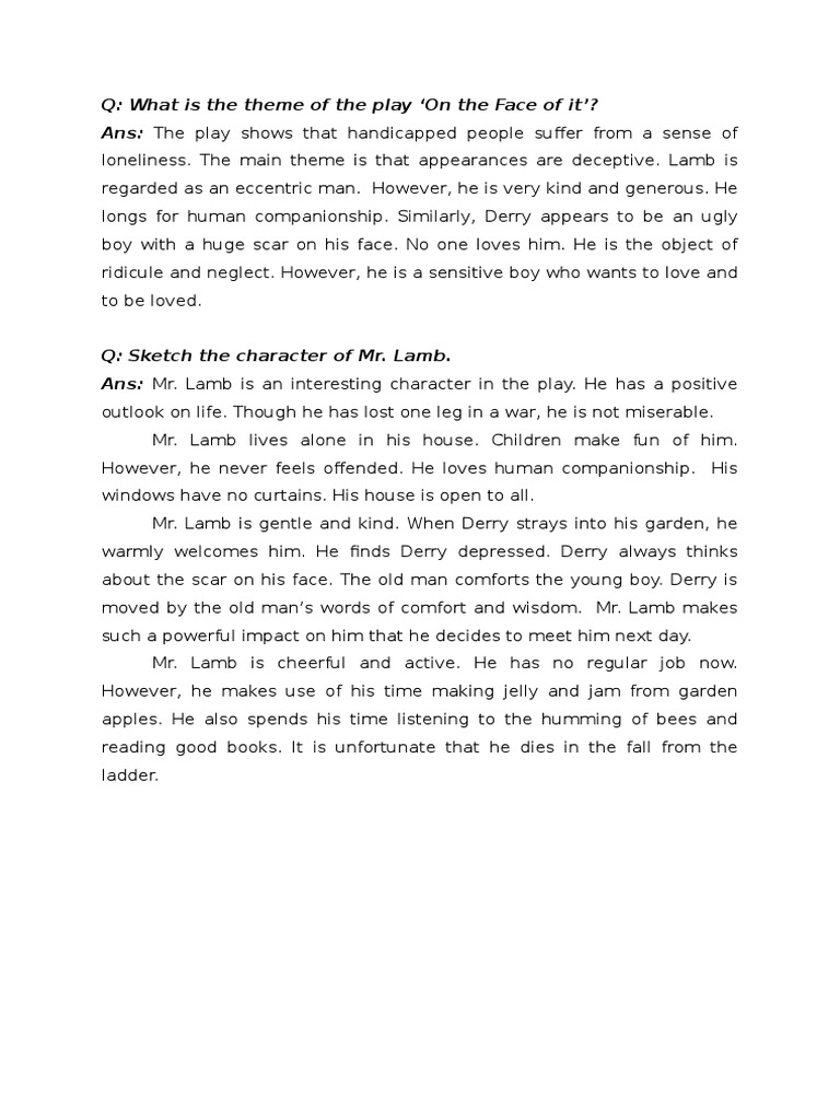 Character Of Mr Lamb