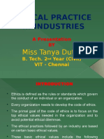 Ethical Practice in Industries: Miss Tanya Dutta