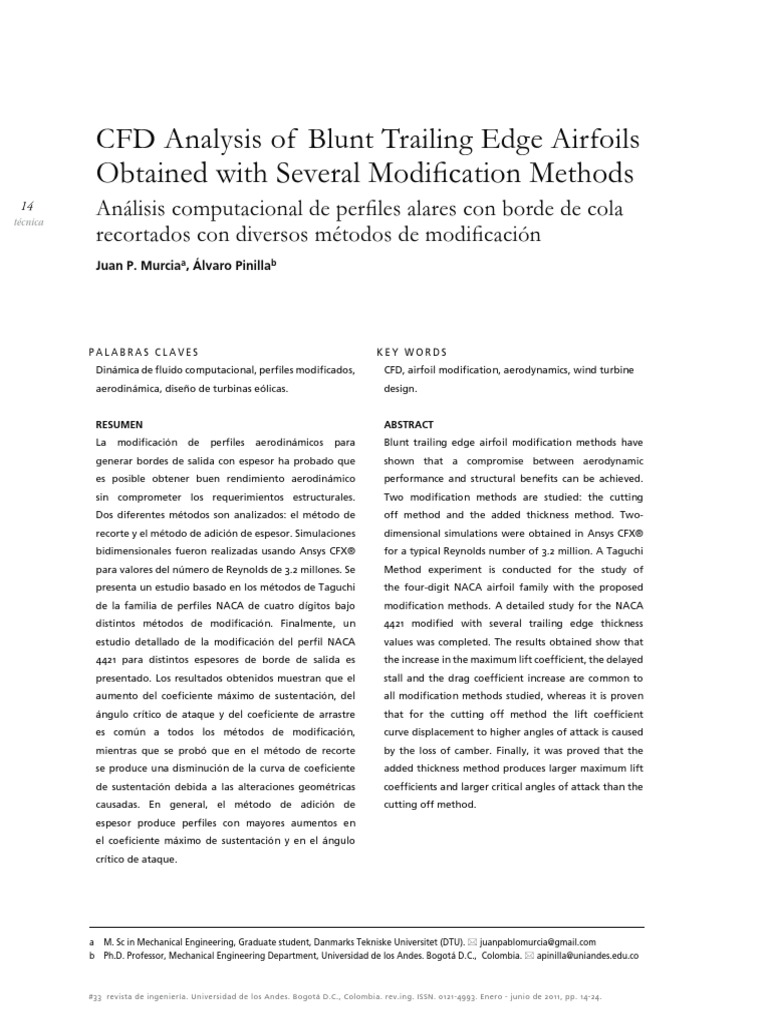 CFD Analysis of Blunt Trailing Edge Airfoils: Juan P. Murcia, Álvaro ...