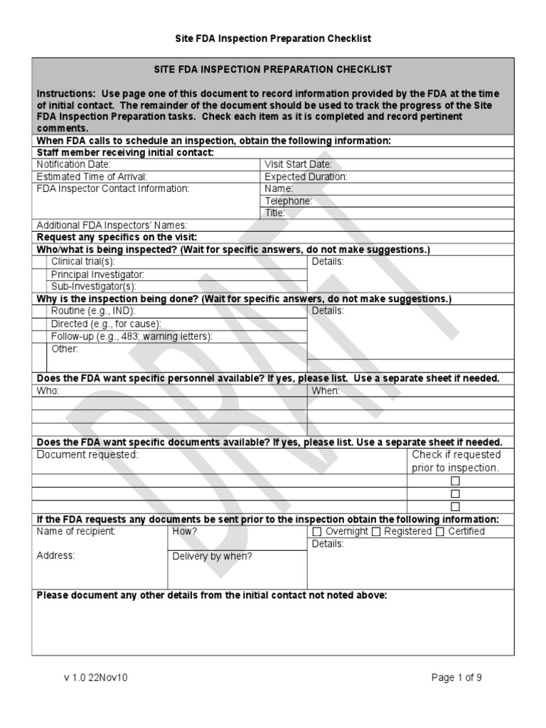 Site_FDA_Inspection_Preparation_Checklist_v1[1].0_22Nov10.doc