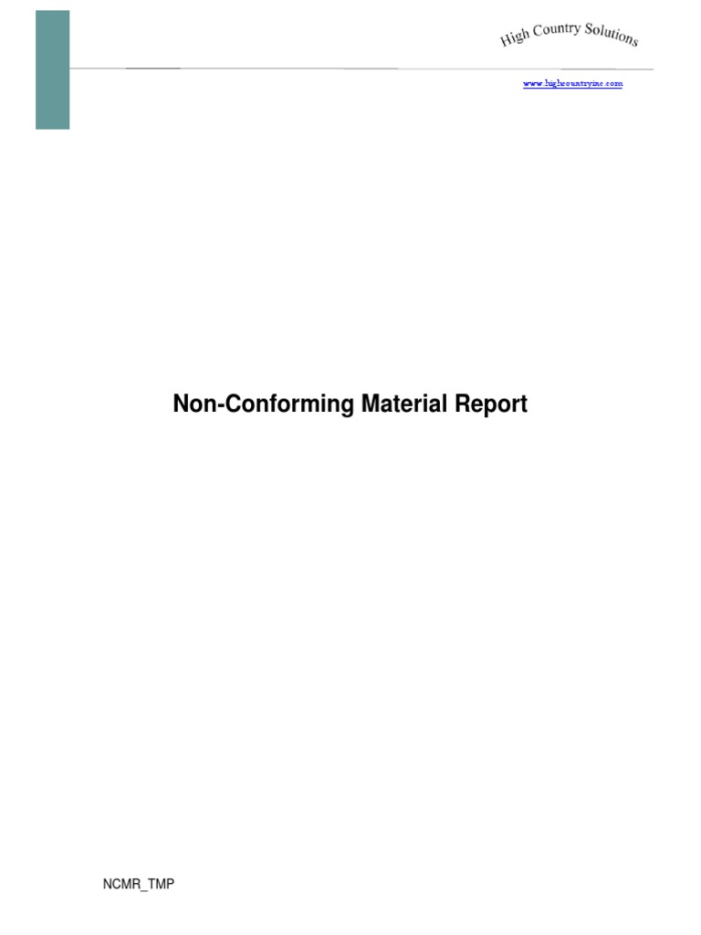 Non-Conforming Material Report: NCMR - TMP | PDF | Specification ...