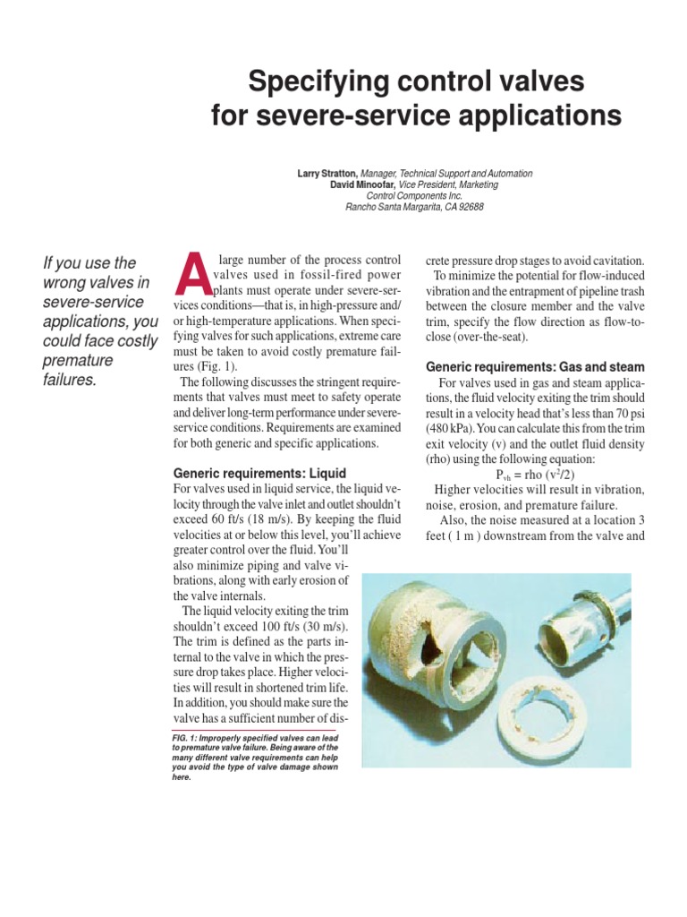 Control Valve Technical Specification For Severe Service - CCI PDF ...