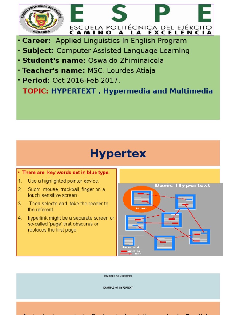 HYPERTEXT, Hypermedia and Multimedia: Topic | PDF