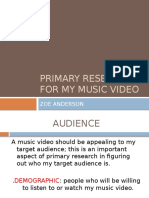 Primary Research For My Music Video: Zoe Anderson