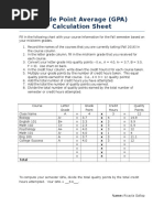 gpa calculation sheet