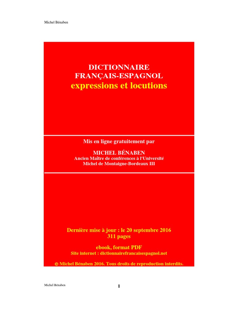 Dictionnaire Francais Espagnol, PDF, Dictionnaire
