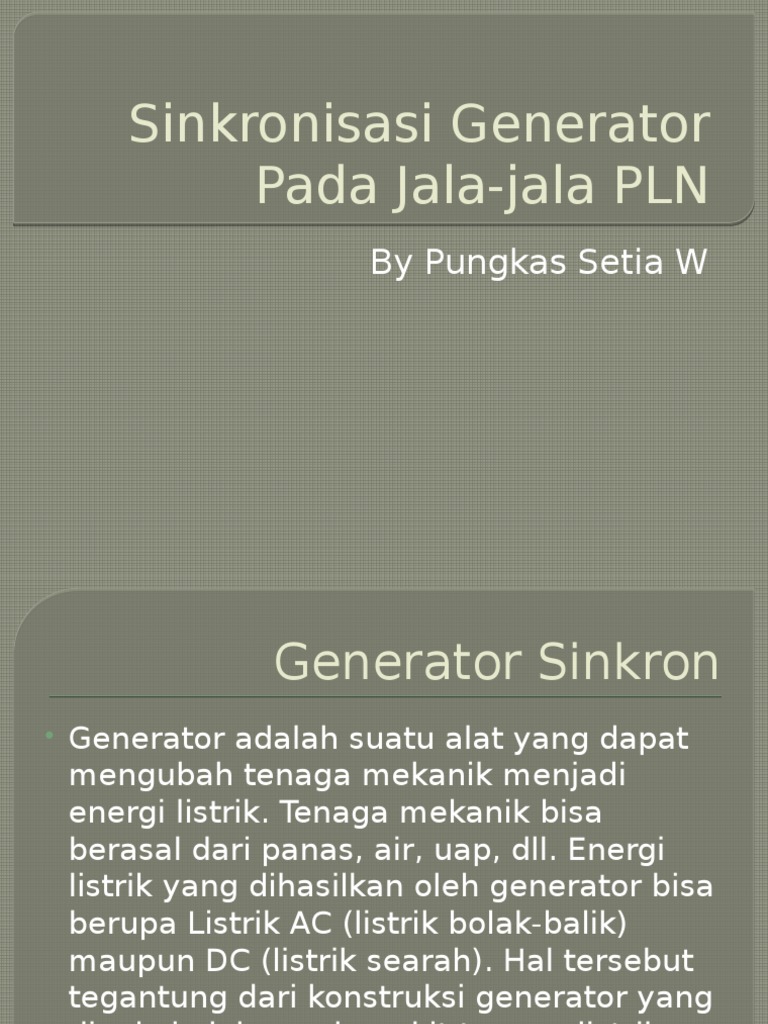 Syarat Sinkronisasi Generator PLN | PDF