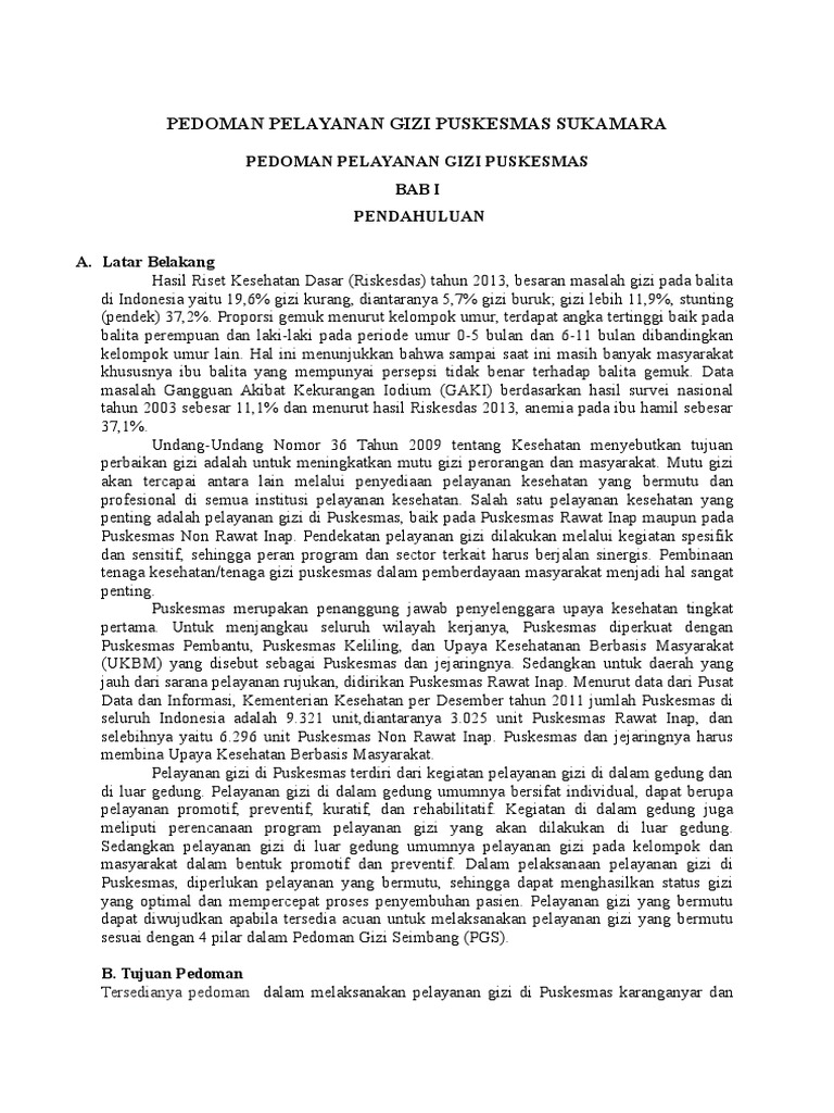 Pedoman Pelayanan Gizi Puskesmas Karanganyar PDF