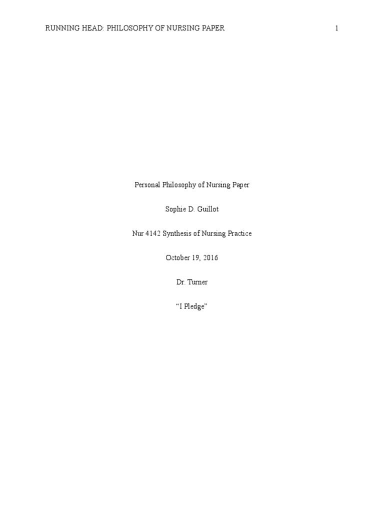 personal philosophy of nursing essay
