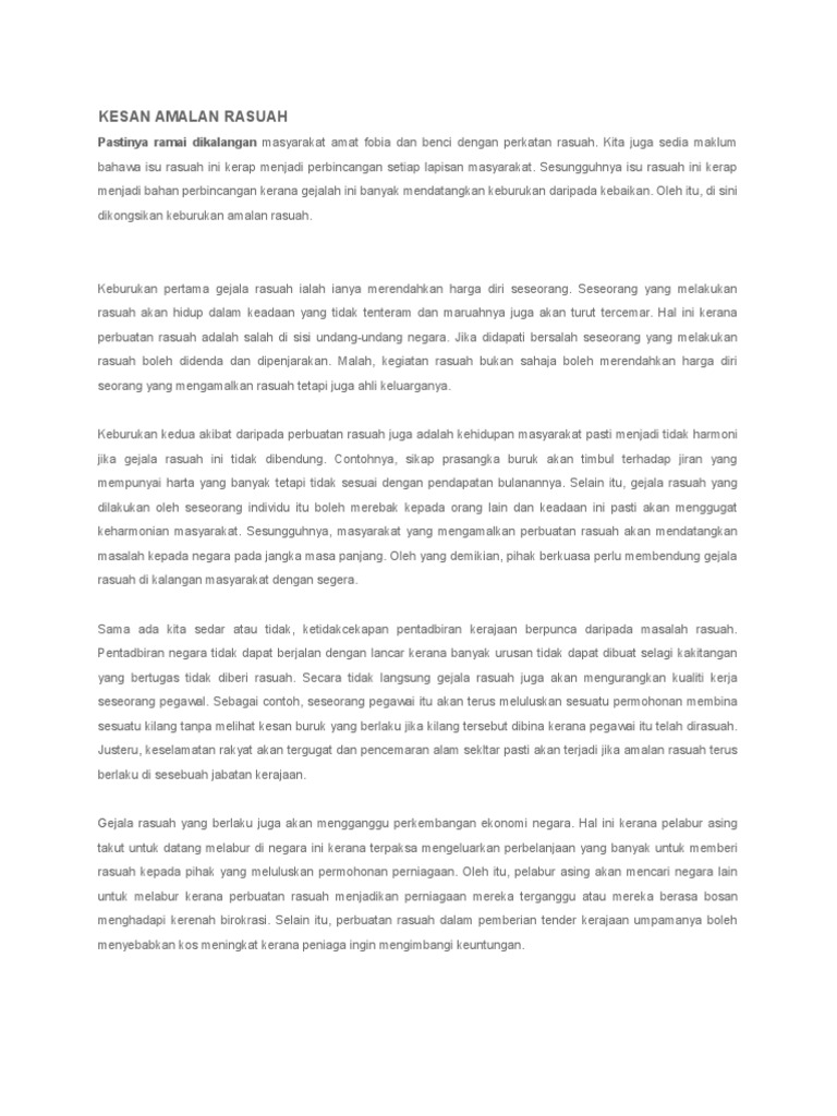 Kesan Amalan Rasuah Pdf