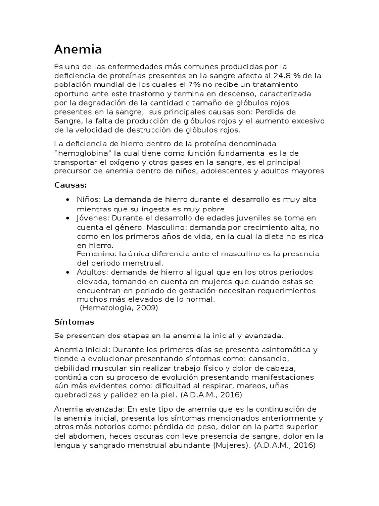 Síntomas y diagnóstico de anemia avanzada | PDF | Anemia | Sangre