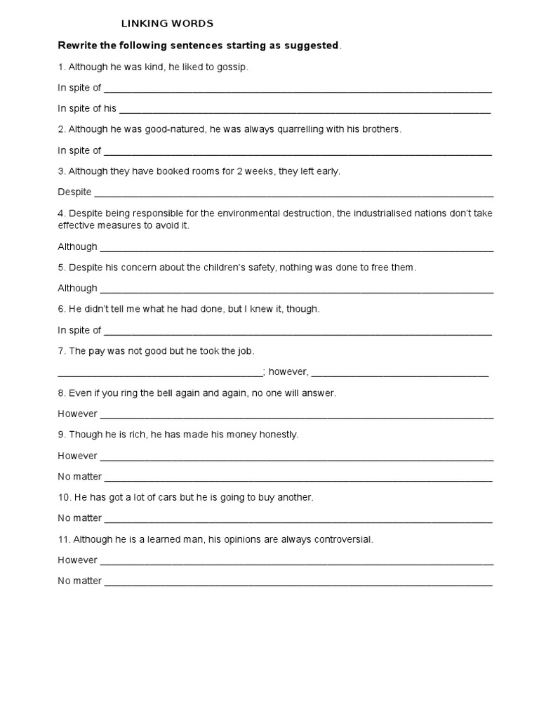 Linking Words 2 | PDF | Language Arts & Discipline | Foreign Language ...