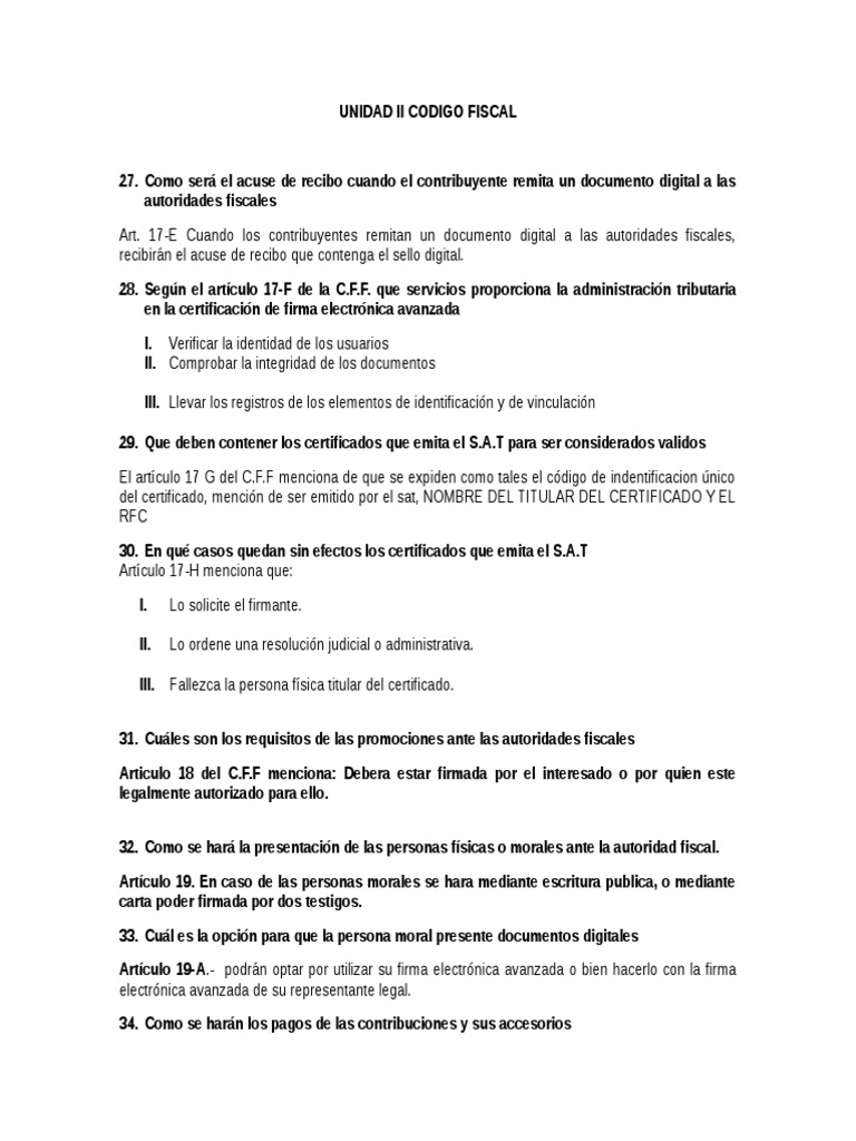 Unidad II Codigo Fiscal | PDF | Contabilidad | Impuestos
