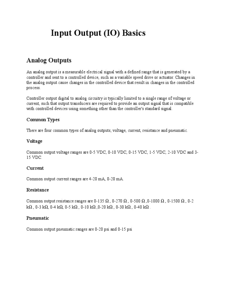 Analog Output Signal Types Explained | PDF