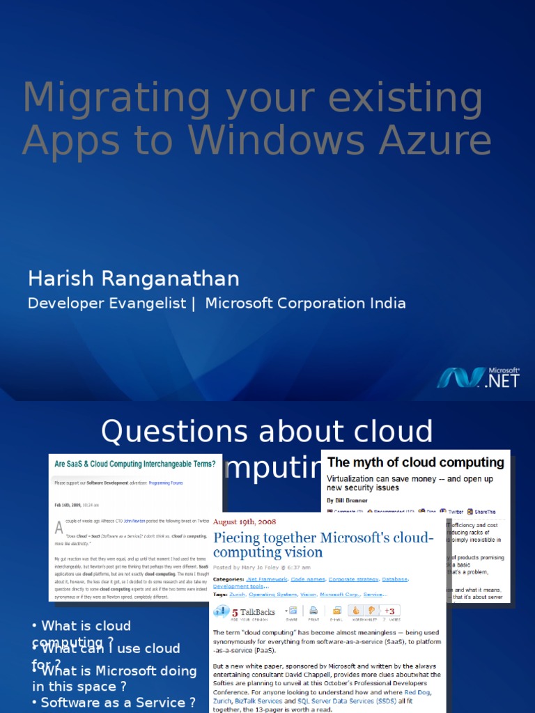 Migrating Apps To Azure | PDF | Microsoft Azure | Cloud Computing