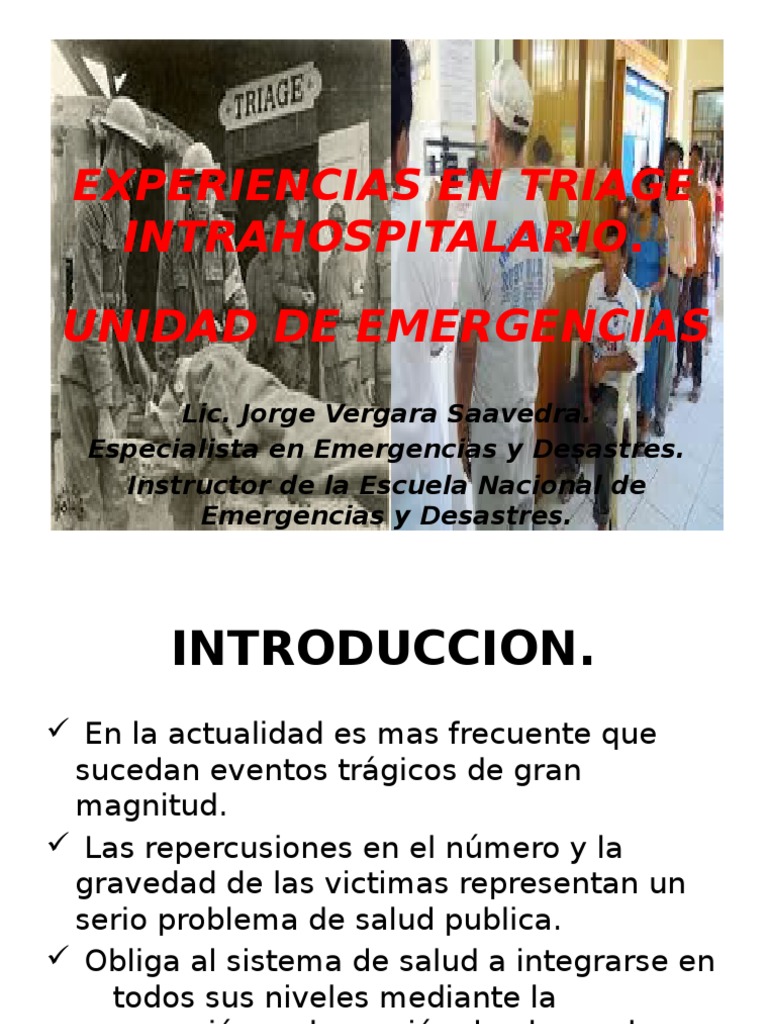 Triage Hospitalario y Prehospitalario | PDF | Medicina | Cuidado de la ...