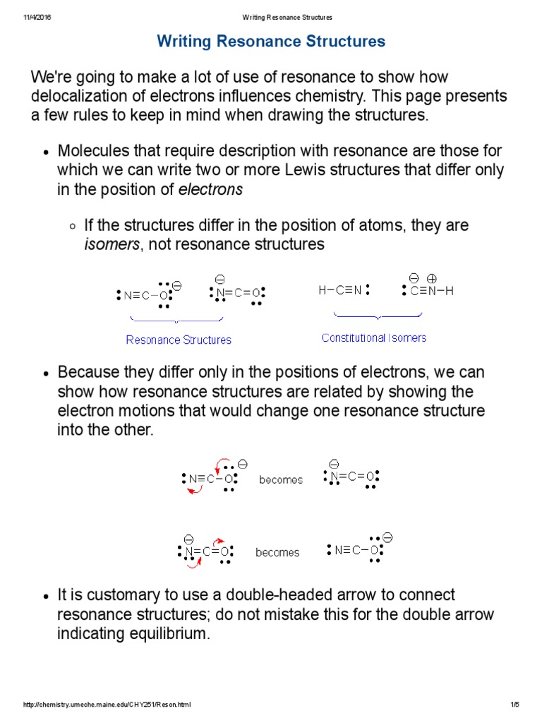 Writing Resonance Structures Guide | PDF | Chemical Bond | Covalent Bond