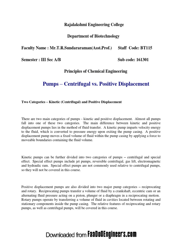A Comparison of Centrifugal Pumps, Reciprocating Pumps, and Rotary