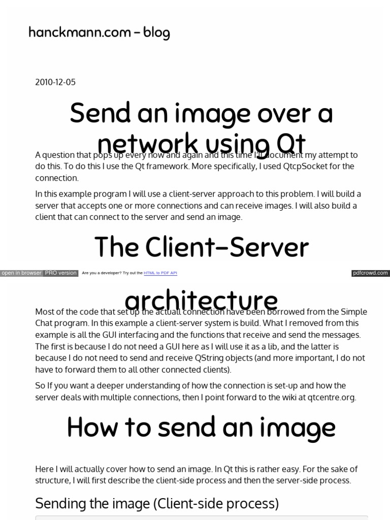 Send An Image Over A Network Using QT | PDF | Client–Server Model ...