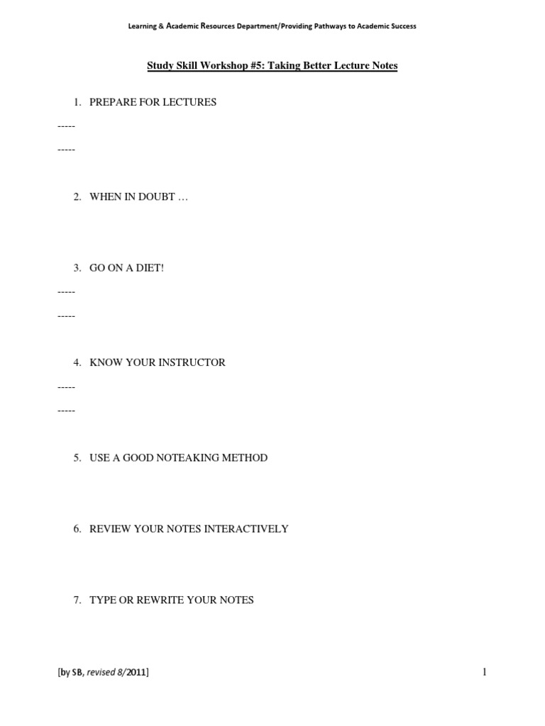 Effective Lecture Note-Taking Tips | PDF