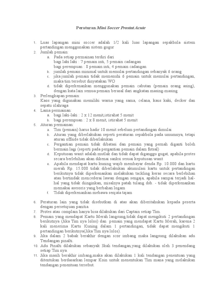 Peraturan Mini Soccer