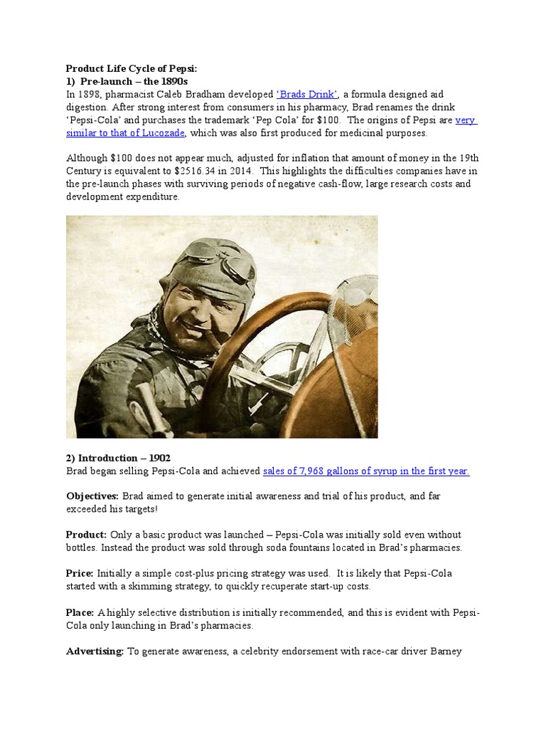 Product Life Cycle of Pepsi PDF Pepsi Brand