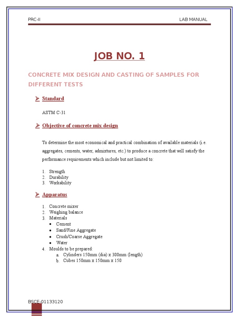 Job 1 Mix Design | Download Free PDF | Concrete | Mortar (Masonry)