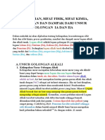 Laporan KELIMPAHAN, SIFAT FISIK, SIFAT KIMIA, KEGUNAAN DAN DAMPAK DARI UNSUR GOLONGAN IA DAN IIA