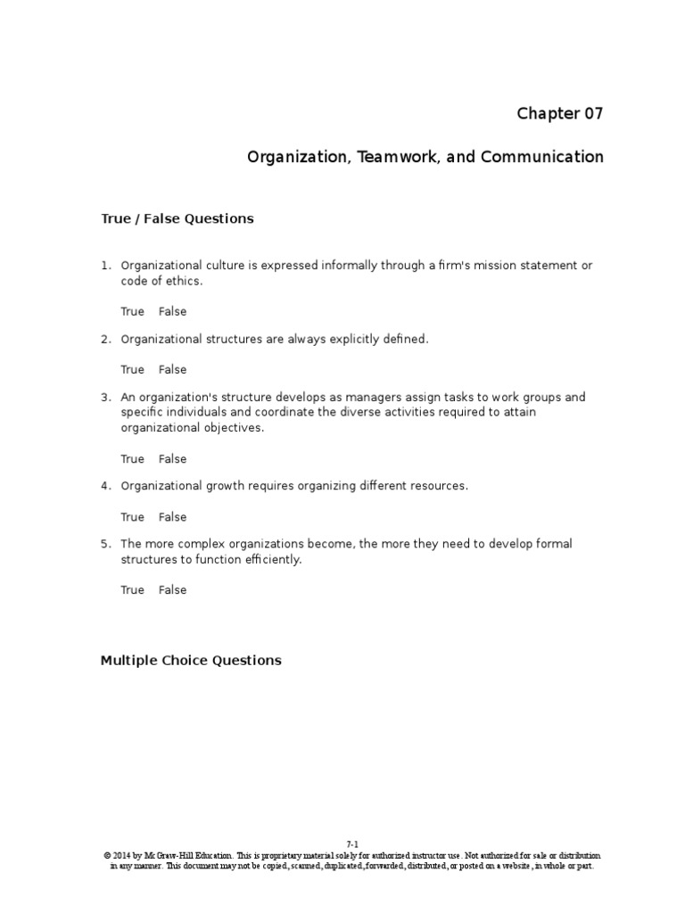 Principle of Business CH7 | PDF | Organizational Structure | Division ...