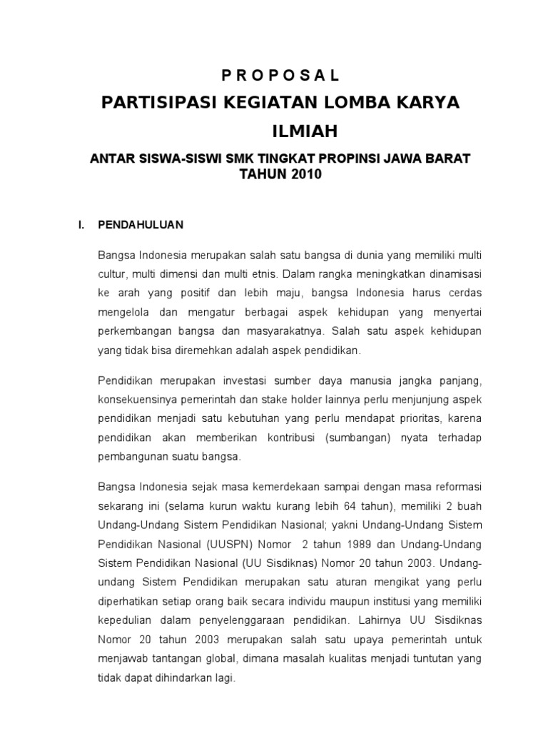 Proposal Lomba Karya Ilmiyah