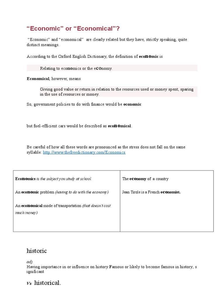 Distinguishing Economic and Economical | PDF | Finance & Money Management