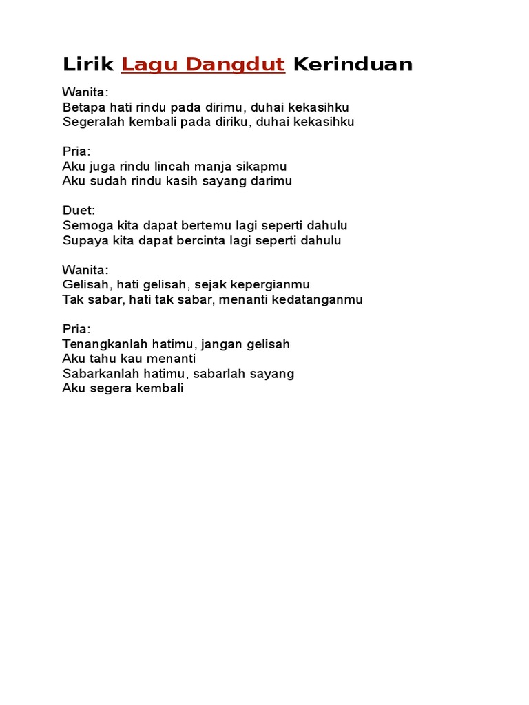 Lirik Lagu Kerinduan Pdf