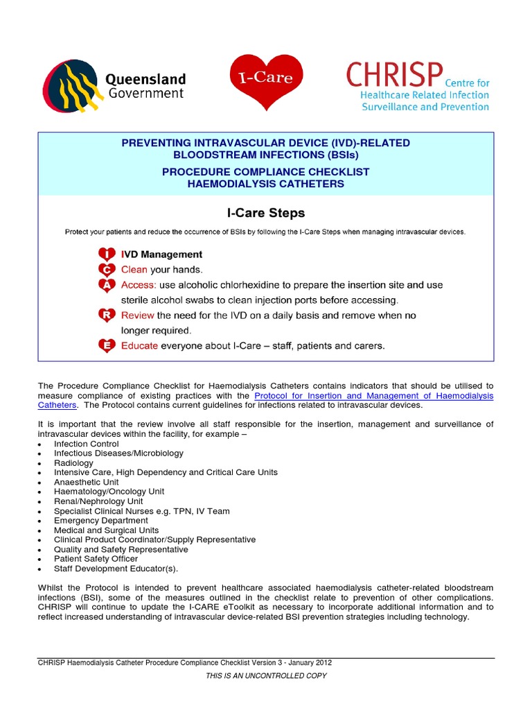 checklist HD catheter insertion.pdf Hemodialysis