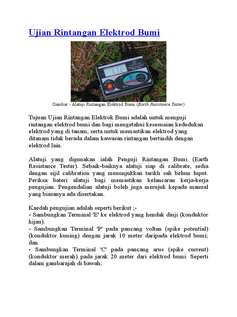 Ujian Rintangan Elektrod Bumi Pdf