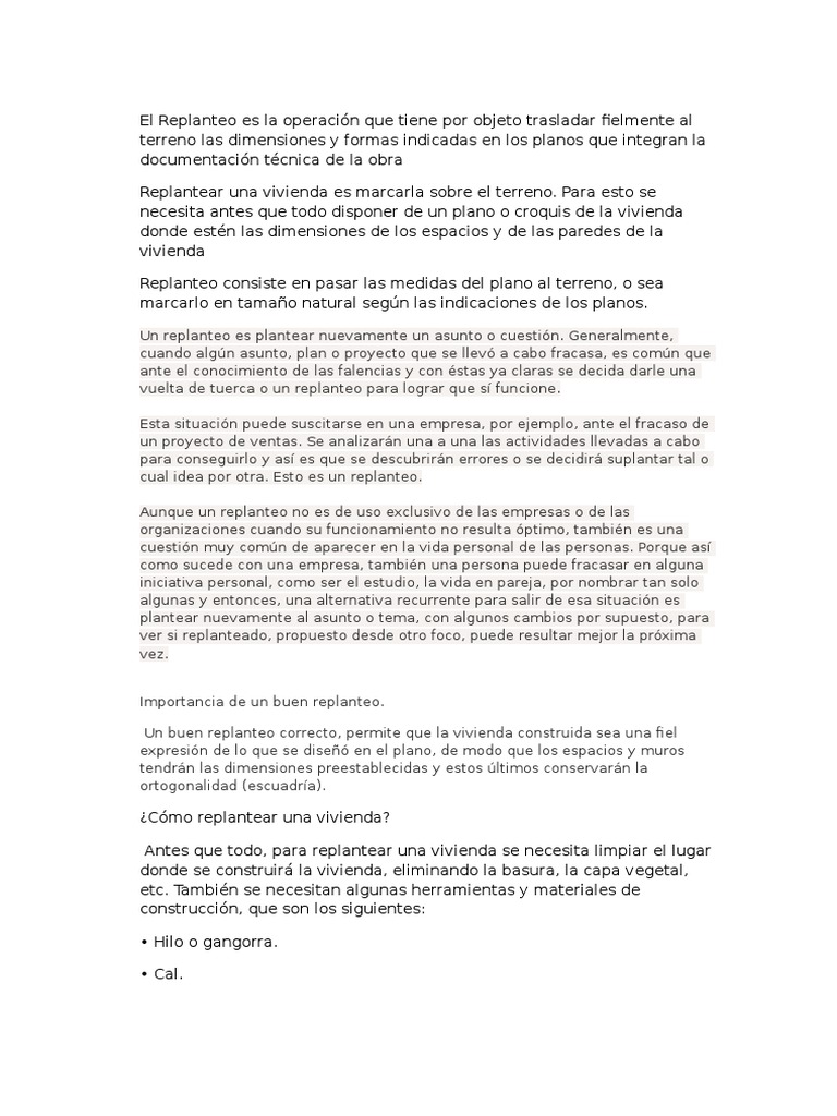 Guía Completa para Replanteo de Viviendas | PDF | Dimensión | Herramientas