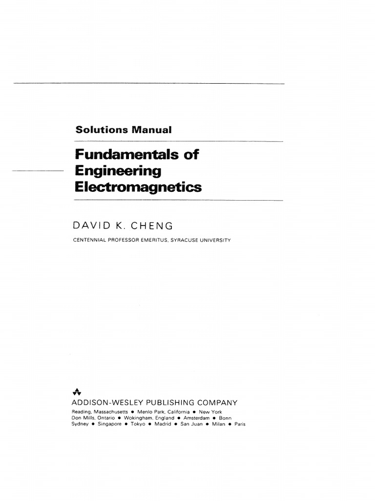 Fillable online fundamentals of engineering electromagnetics. Fundamentals  of engineering electromagnetics solution manual.