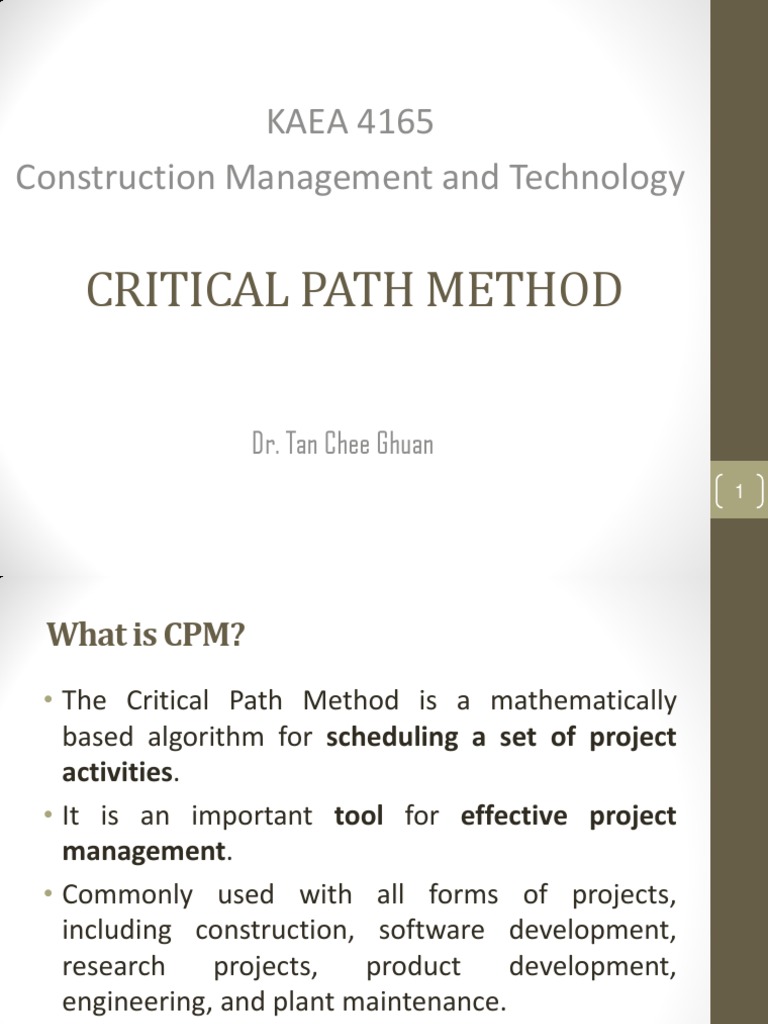 Lecture 3 - Critical Path Method 1 PDF | PDF
