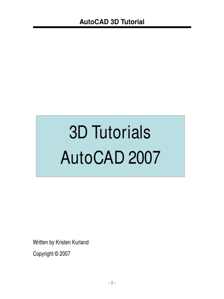 3D Tutorials Autocad 2007 | PDF | Computers
