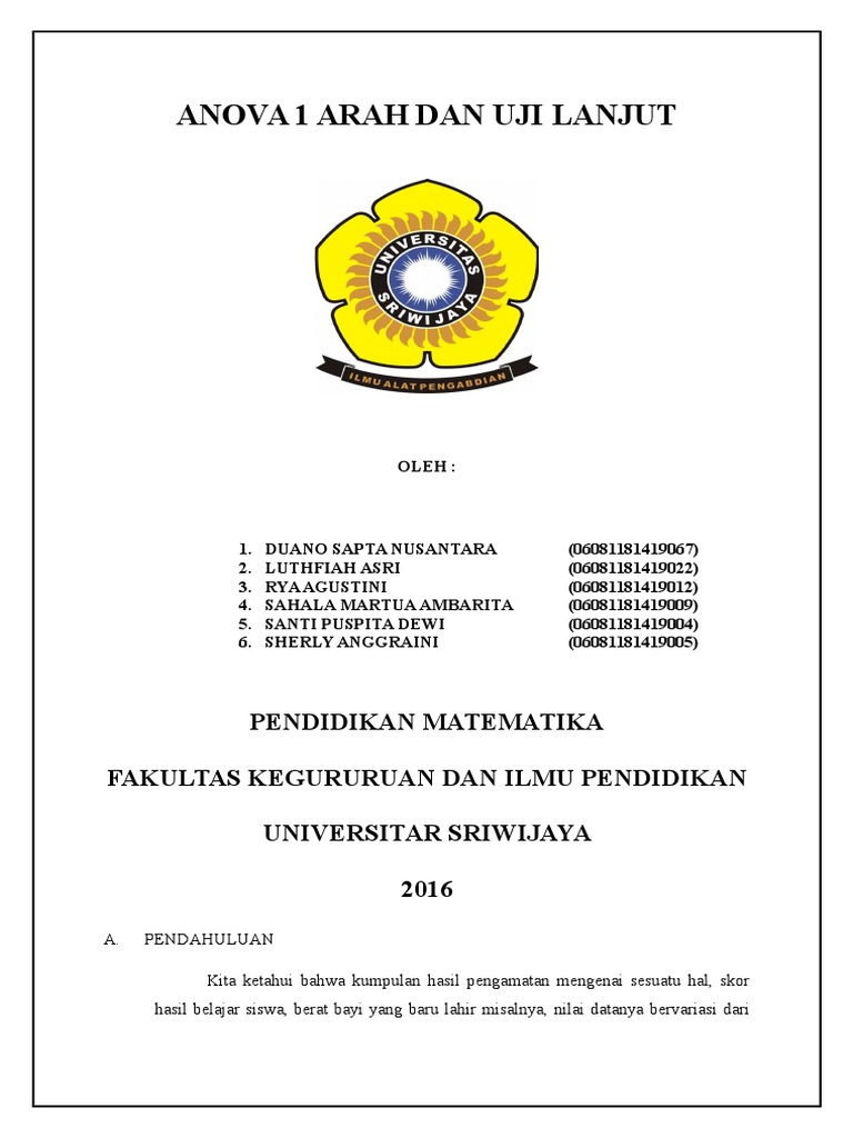 Contoh Soal Anova Dua Arah Dan Penyelesaiannya Contoh