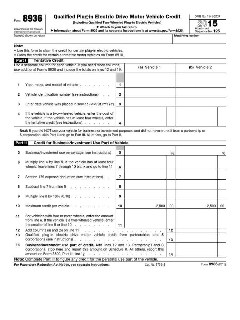 F 8936 | PDF | Vehicles | Taxation