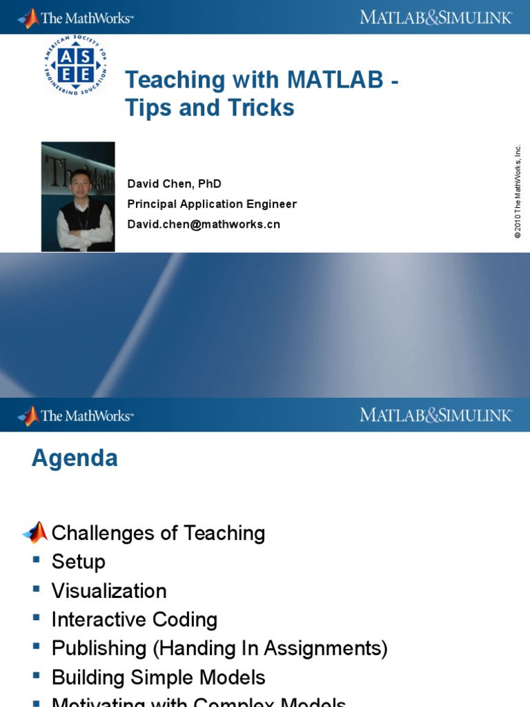 Teaching With Matlab - Tips and Tricks: David Chen, PHD Principal ...