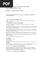 Lei Estadual Nº 3.743 de 02 de Dezembro de 1975 - Dispoe Sobre Promocoes de Oficiais Da Pmma