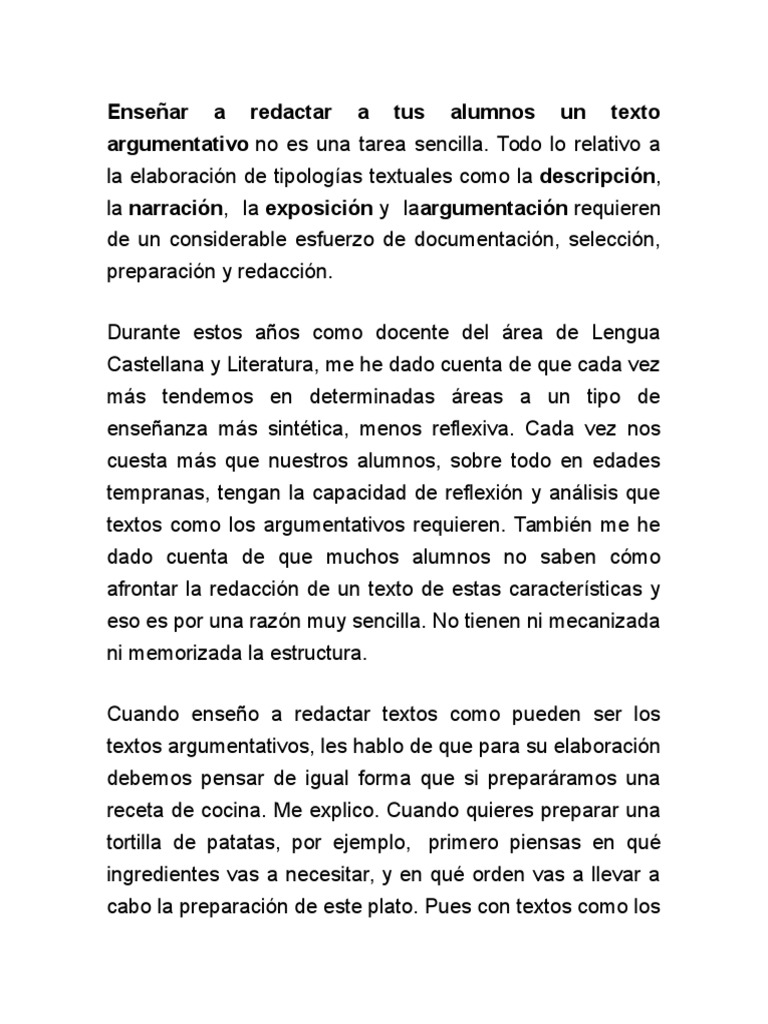 Enseñar a Redactar a Tus Alumnos Un Texto Argumentativo