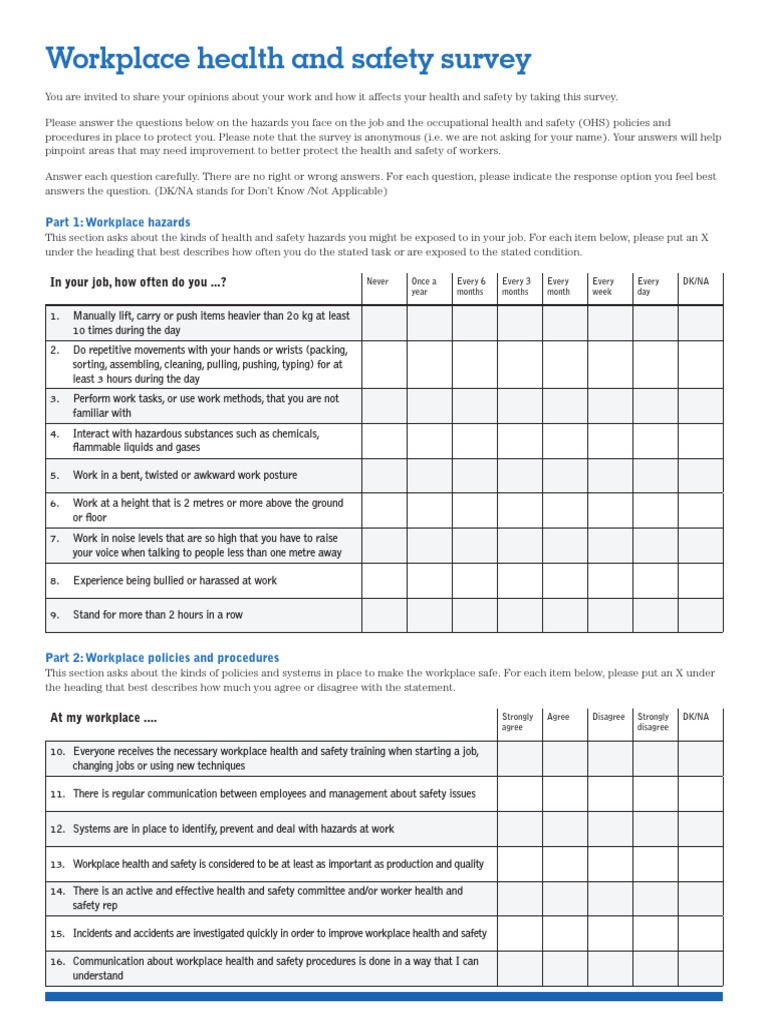 Safety Measure Questionnaire 2016 PDF Occupational Safety And