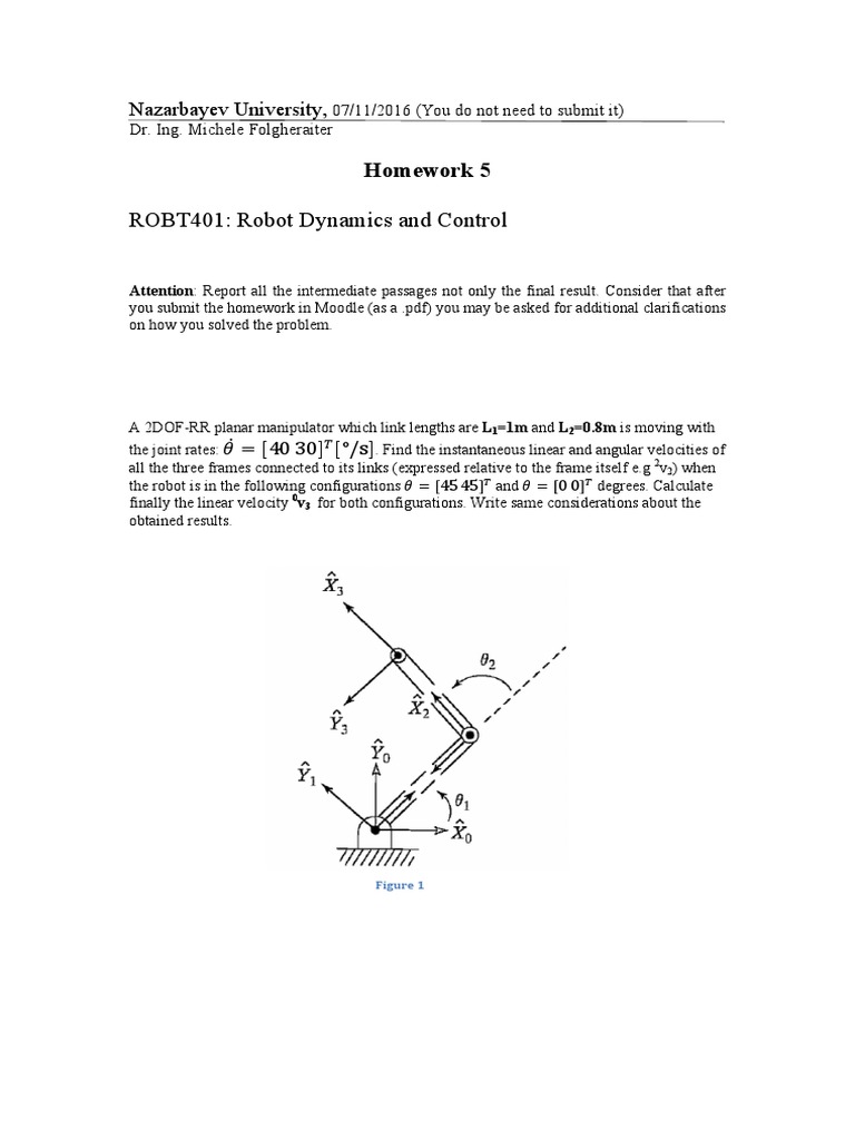2DOF-RR Manipulator Velocity Analysis | PDF