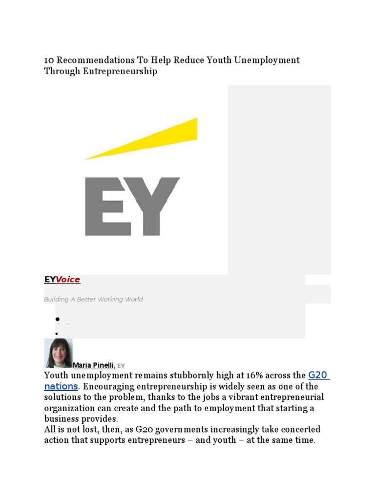 10 To Help Reduce Youth Unemployment Through