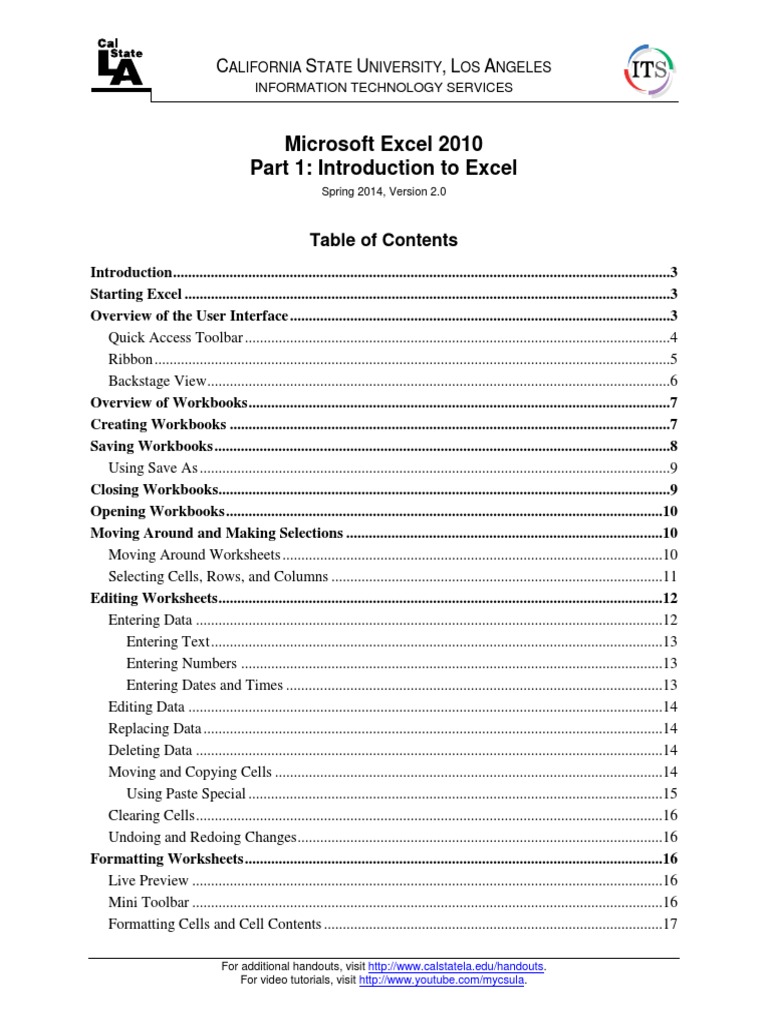 Introduction to Microsoft Excel 2010 | PDF | Microsoft Excel | Typefaces