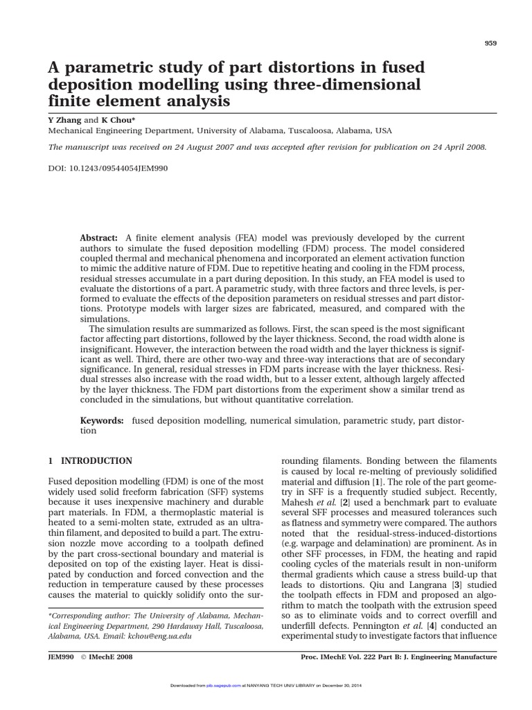 A Parametric Study of Part Distortions in Fused Deposition Modeling ...